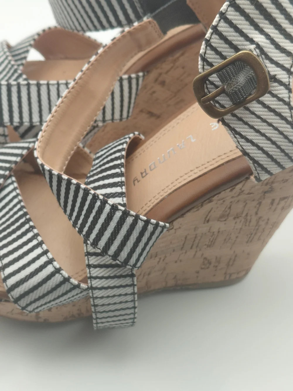 Chinese Laundry Black & White Striped Platform Sandals